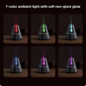 Flame Aroma Diffuser | Realistic 7-Colour Led Light – Sumo Deals Black Conical Plastic Essential Oil Diffuser With 7-Color Ambient Led Light, Emitting Soft, Non-Glare Glow For Home Deco