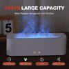 White rectangular plastic essential oil diffuser with blue flame-like mist for home aromatherapy.