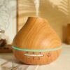 Wood Grain Diffuser | Ultrasonic Aroma &Amp; Humidifier – Sumo Deals Wood Grain Teardrop Essential Oil Diffuser With Blue Led Light, Emitting Mist, For Aromatherapy.