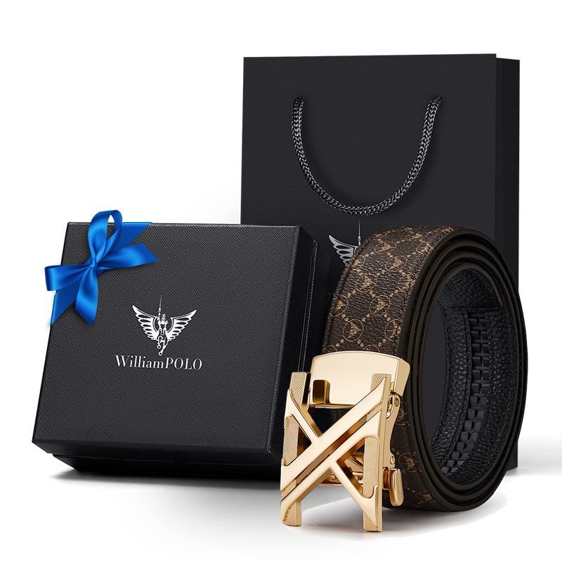 Men'S Leather Belt | X-Buckle Coffee - 105Cm – Sumo Deals William Polo Men'S Brown Leather Belt With Gold Automatic Buckle, Gift Box, And Bag. Ideal For Formal Wear.