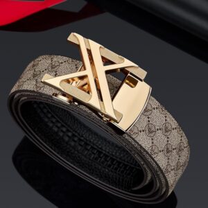 Men'S Leather Belt | X-Buckle Khaki Gold 115Cm – Sumo Deals Men'S Patterned Brown Leather Belt With Gold