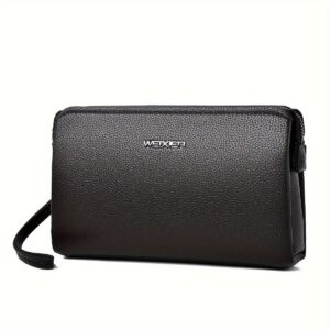 Men'S Leather Clutch Bag – Stylish &Amp; Durable Brown – Sumo Deals Black Pebbled Leather Men'S Clutch Bag With Wrist Strap, Zipper Closure, And