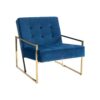 Blue Velvet Arm Chair With Golden Metal Base – Sumo Deals Arm Chair Blue Velvet Fabric Golden Metal Base Product Image