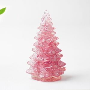 Bubblegum Pink Resin Crystal Christmas Tree Ornament - 55 x 87mm Large Size Decorative Gemstone Styl product image