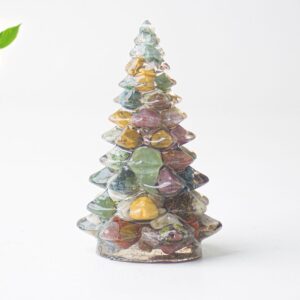 Jelly-like Iridescent Resin Crystal Christmas Tree Ornament - 55 x 87mm Decorative Mixed Gemstone St product image