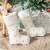 2PCS Large Sequin Plush Christmas Stocking with Gold Embroidered Snowflake Design - 46 x 30 x 18cm S product image