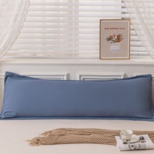 48 x 150cm Blue Washed Cotton Linen Long Pillowcase - Extra Long Soft Breathable Pillow Cover, Machi product image