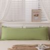 48 x 180cm Green Washed Cotton Linen Long Pillowcase - Extra Long Soft Breathable Pillow Cover, Mach product image
