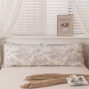 48 x 180cm White Striped Washed Cotton Linen Long Pillowcase - Extra Long Soft Breathable Pillow Cov product image