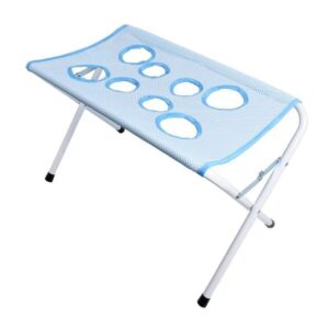 Blue Foldable Pet Grooming Hammock Stand with Adjustable Ribbon & Reinforced Frame - 8-Hole Mesh Ant product image