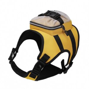 Yellow No-Pull Dog Backpack Harness for Medium Large Dogs - Adjustable Oxford Cloth Walking Harness product image
