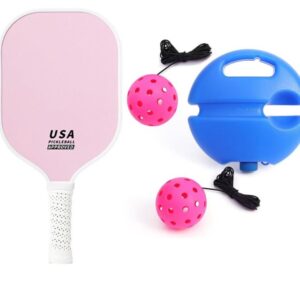 4-Piece Pink Pickleball Training Set - Lightweight Fibreglass Paddle with TPU Edge, Rebound Trainer product image