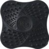 Black silicone shower drain hair catcher with suction cups, spiral design, and nubs for bath/kitchen sink.
