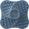 Blue silicone square drain hair catcher with suction cups and central drain holes for shower/sink.