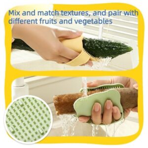 2-Pack Silicone Fruit &Amp; Veggie Cleaning Brushes (Green) – Sumo Deals Silicone Vegetable Scrubber, Yellow And Green, With Textured Nubs For Cleaning Produce Under Running Water.