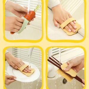 2-Pack Silicone Fruit &Amp; Veggie Cleaning Brushes (Green) – Sumo Deals Silicone Vegetable Scrubber, Yellow, With Finger Loop, For Cleaning Carrots, Dishes, And Chopsticks.