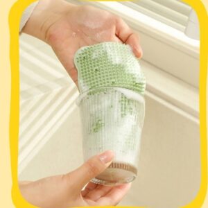 2-Pack Silicone Fruit &Amp; Veggie Cleaning Brushes (Green) – Sumo Deals Green Silicone Cup Scrubber With Bristles, Cleaning A Glass Cup With Suds.
