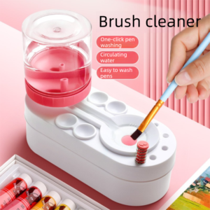 Pink Automatic Water-Colour Paintbrush Cleaner Set - Green 2-In-1 Station With Self-Cleaning Water D Product Image