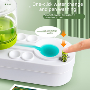 Pink Automatic Water-Colour Paintbrush Cleaner Set - Green 2-In-1 Station With Self-Cleaning Water D Product Image