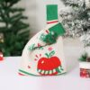 Beige Christmas Knitted Gift Bag - Festive Reusable Tote with Cute Christmas tree shape Plush Charm product image
