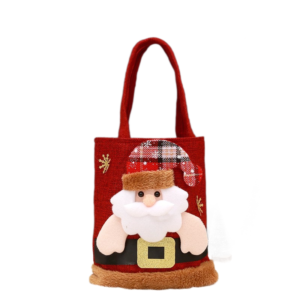 Red Christmas Felt Gift Tote Bag with Cute 3D Doll - Santa Claus style Holiday Party Favor Bag for X product image