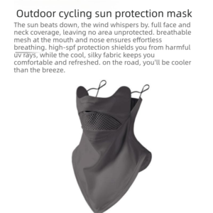 Black Breathable Cycling Face Shield &Amp; Neck Gaiter - Uv Protection Sun Mask With Mesh Nose Vent For Product Image