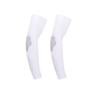 2 pairs White Cooling Arm Sleeves Sun Protection - Nylon Spandex Blend - Lightweight Compression Elb product image