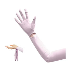 Purple UPF 50+ Long Sun Protection Gloves - Extended Cooling Arm Sleeves with Touchscreen Fingertips product image