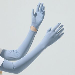 Blue UPF 50+ Long Sun Protection Gloves - Extended Cooling Arm Sleeves with Touchscreen Fingertips, product image