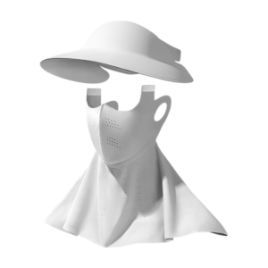 Light Gray 2 in 1 Wide Brim Sun Visor Hat with Detachable Face and Neck Cover - Foldable 10cm Brim A product image