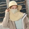 Beige Wide Brim Sun Hat with Detachable Face and Neck Cover - Small Quick Dry Outdoor Hat with Breat product image