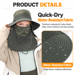 Black Wide Brim Sun Hat | Detachable Face &Amp; Neck Cover – Sumo Deals Black Wide Brim Sun Hat With Detachable Face And Neck Cover - Small Quick Dry Outdoor Hat With Breat Product Image