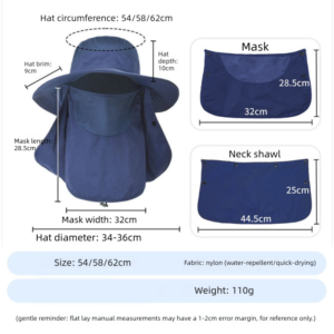 Black Wide Brim Sun Hat | Detachable Face &Amp; Neck Cover – Sumo Deals Black Wide Brim Sun Hat With Detachable Face And Neck Cover - Large Quick Dry Outdoor Hat With Breat Product Image