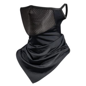 Cooling Neck Gaiter Face Cover - Black Breathable Mesh Outdoor Sun Scarf with Ear Loops, Multi-Way B product image