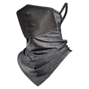 Cooling Neck Gaiter Face Cover - Dark Grey Breathable Mesh Outdoor Sun Scarf with Ear Loops, Multi-W product image