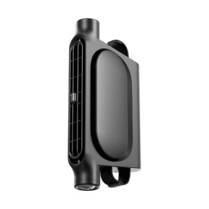 Black car air vent phone holder with adjustable grip and integrated air freshener slot, for vehicle use.